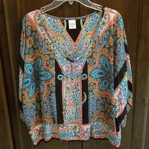 Boho Print Dolman Sleeve Top